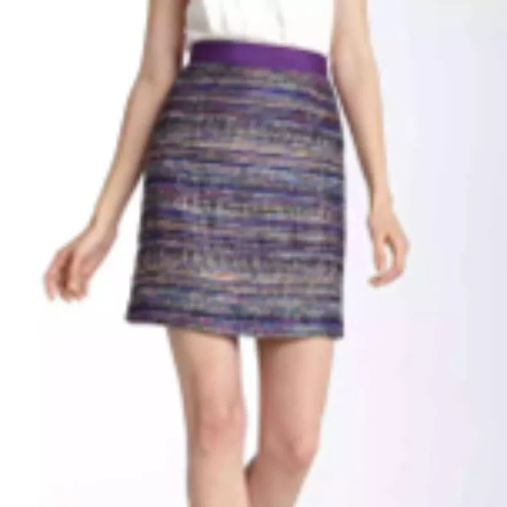Kate Spade Kylie Jewelbox Purple Striped Tweed Mini Skirt Sz 12, EUC - Picture 2 of 11